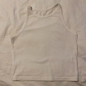 Basic Sleeveless Racerback Crop Tank Top White - Size M